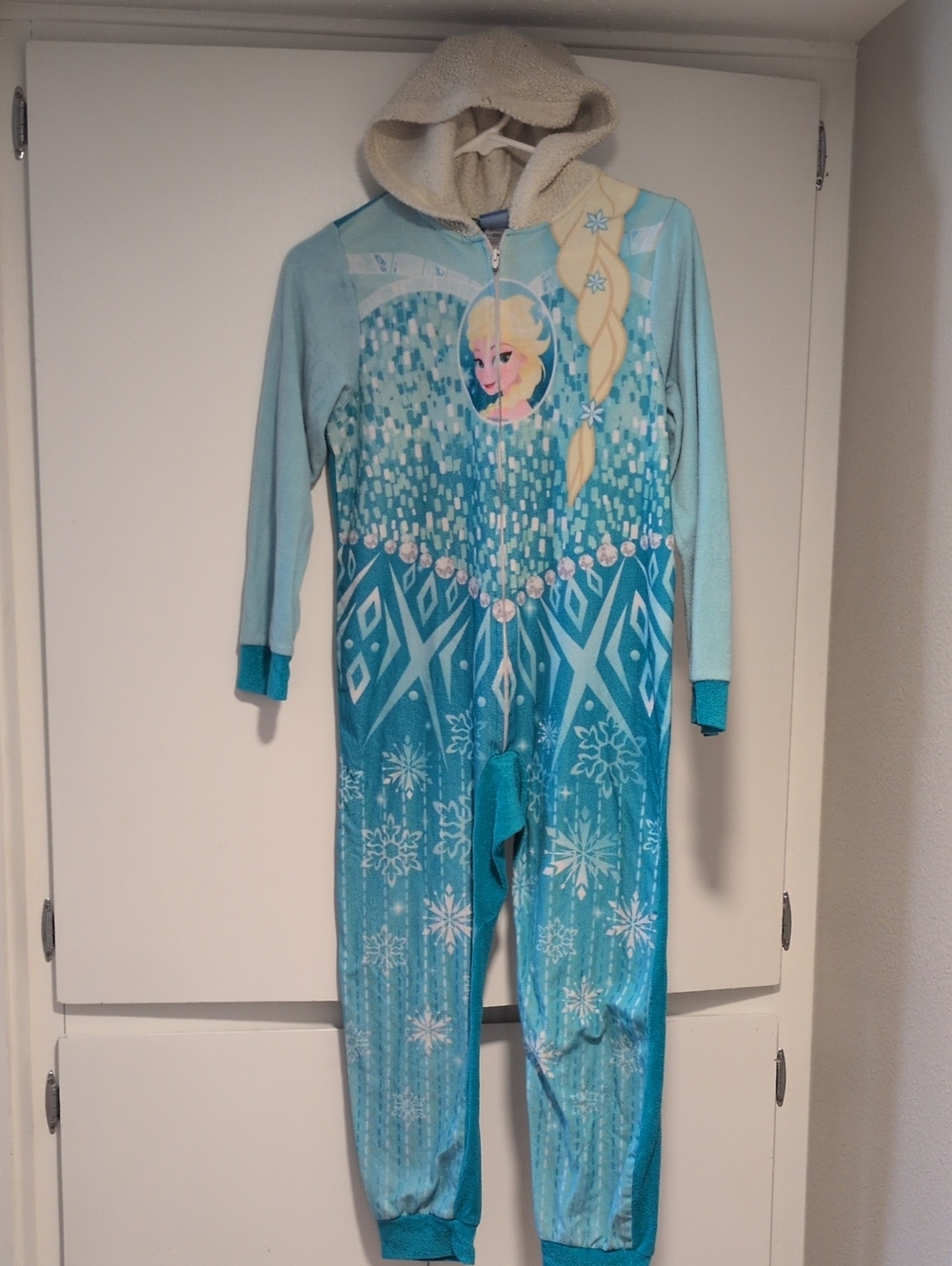 Disney Elsa Teal and Light Blue Fleece Hooded Footie